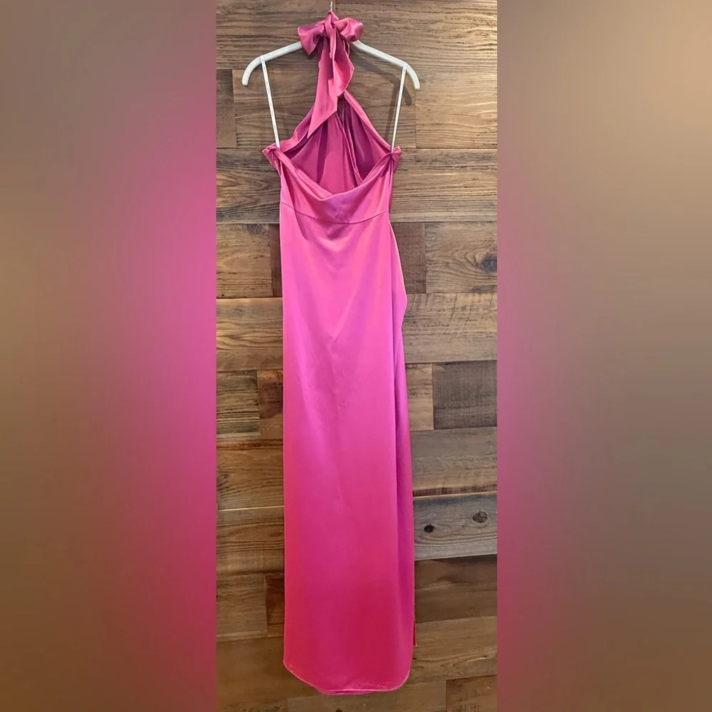 Ronny Kobo Collection Zadena Backless Vibrant Pink Maxi Halter Dress - Picture 10 of 15